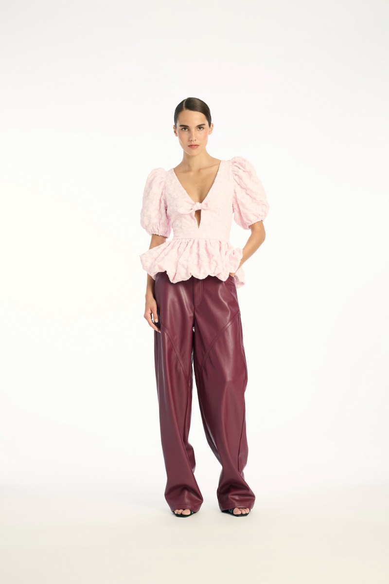 Jacquard Puff Sleeve Top Light Pink - ROTATE Birger Christensen