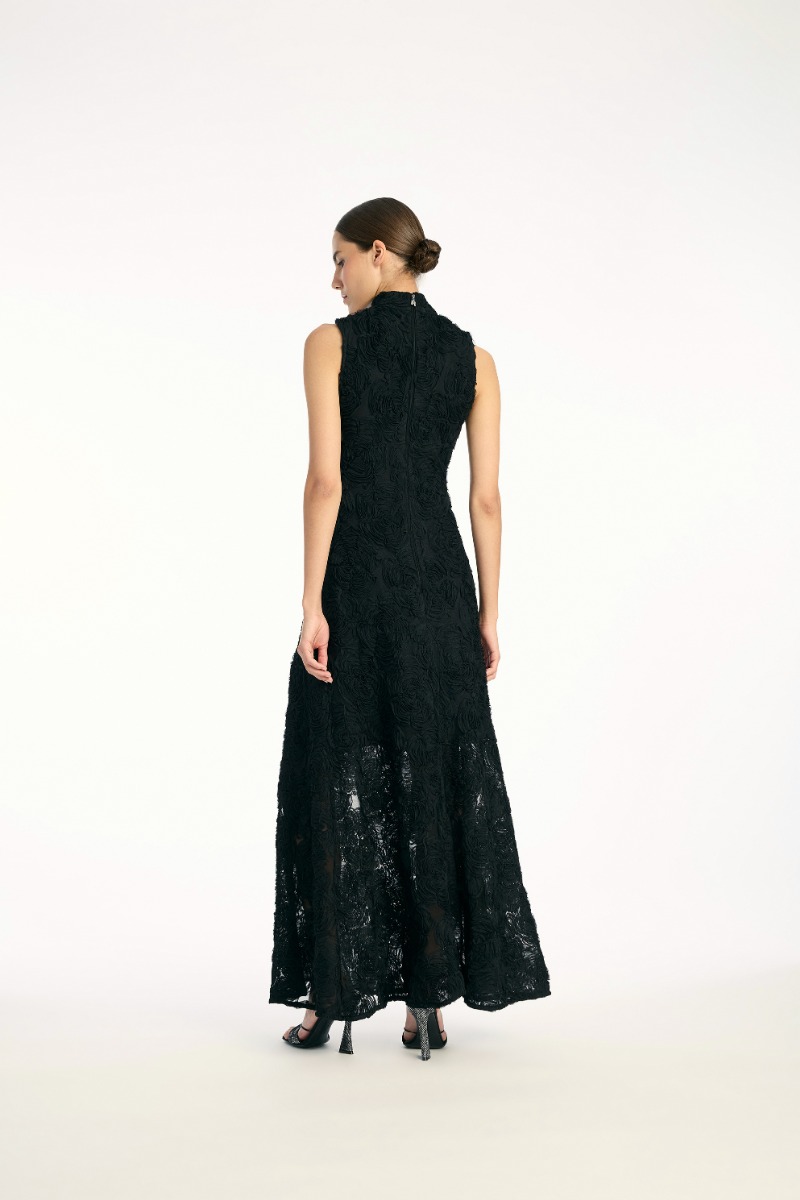Flower Mesh Maxi Dress Black - ROTATE Birger Christensen