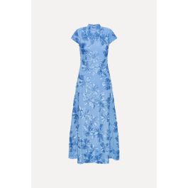 Mesh Capsleeve Maxi Dress Blue