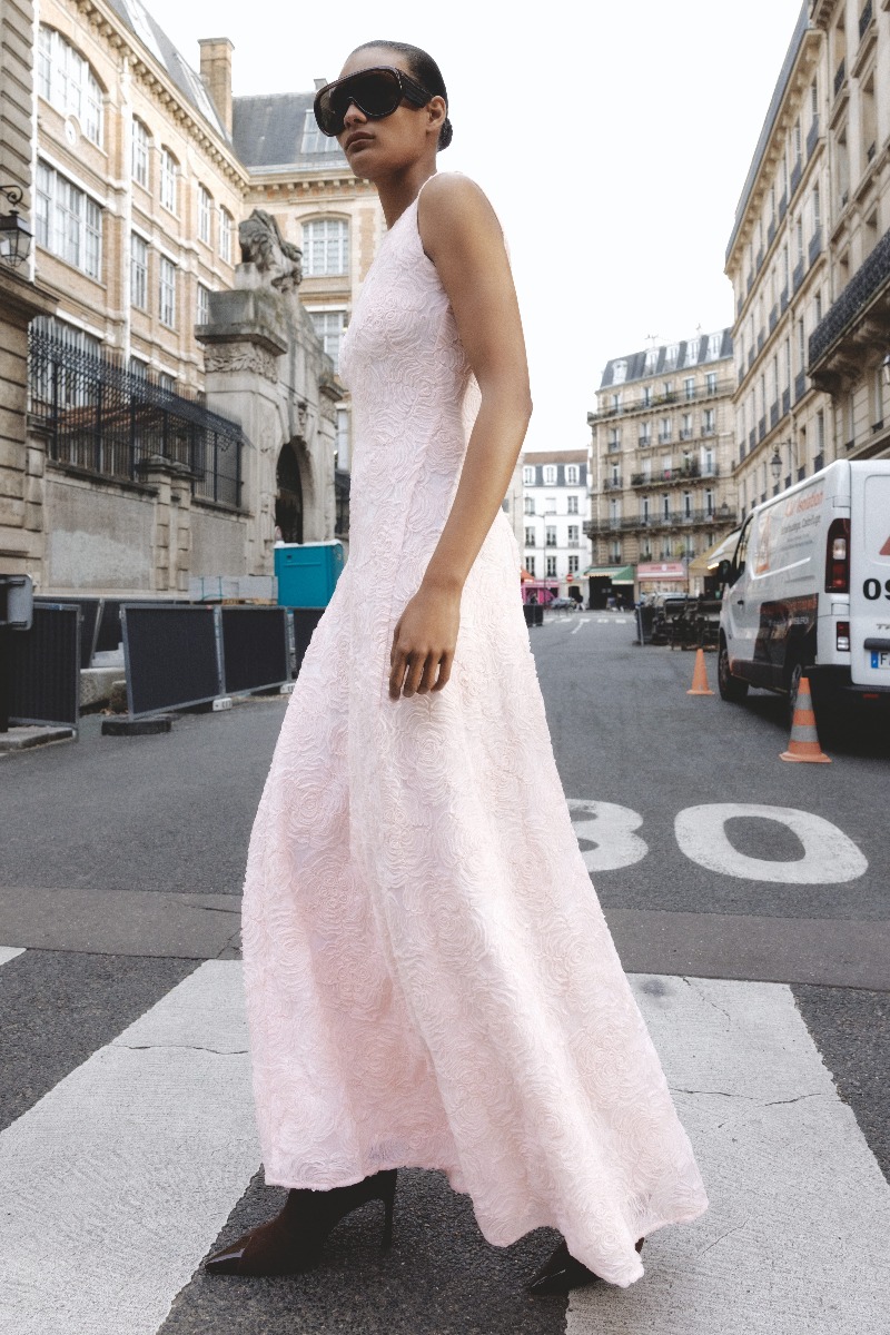 Mesh Maxi Dress Light Pink - ROTATE Birger Christensen Mesh Maxi Dress Light Pink - ROTATE Birger Christensen