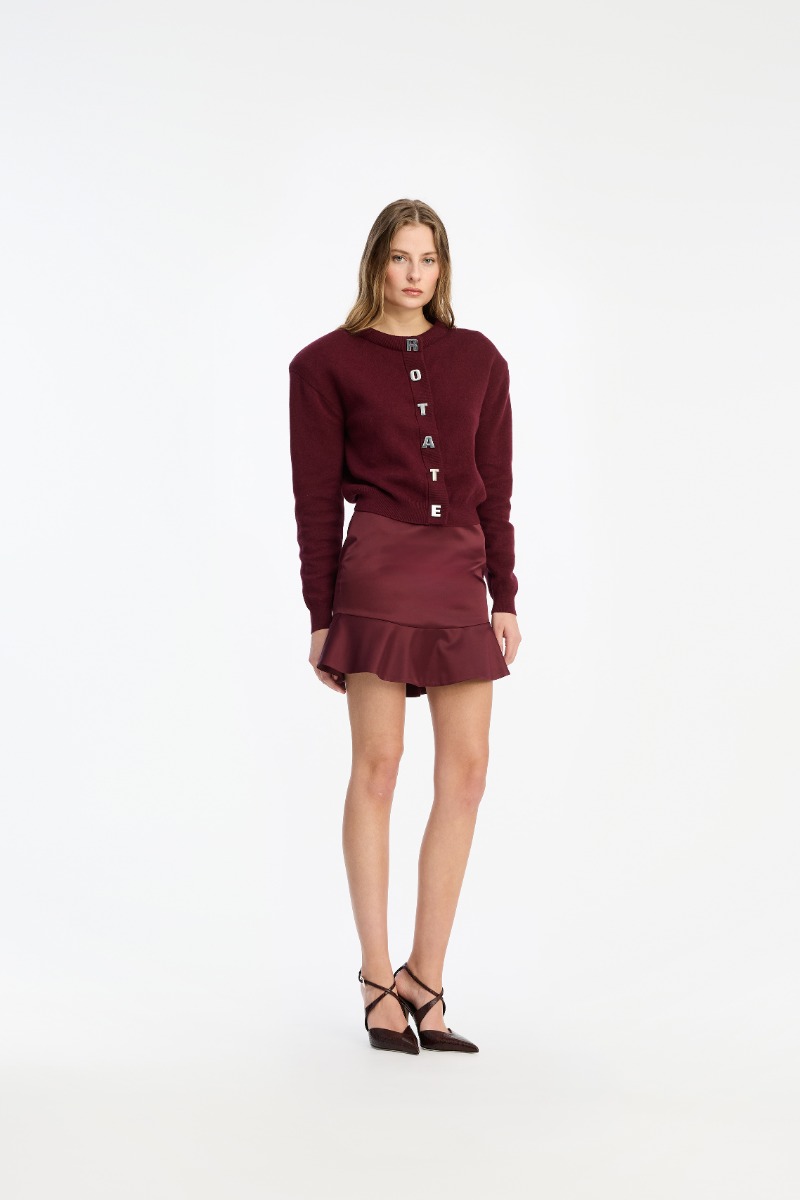 Firm Knit Cardigan Burgundy - ROTATE Birger Christensen