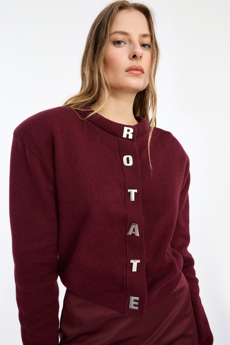 Firm Knit Cardigan Burgundy - ROTATE Birger Christensen