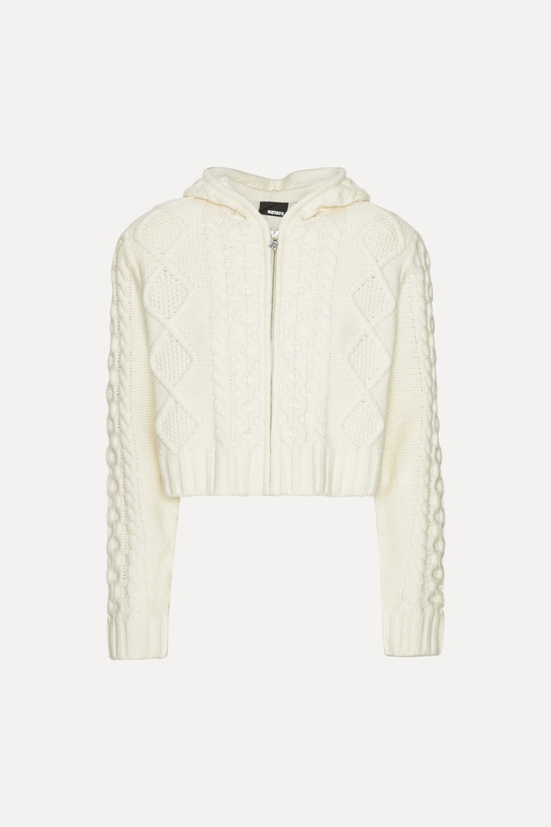 【Eaphi】CABLE ZIP CARDIGAN Knit Cable Zip Cardigan White - ROTATE Birger Christensen