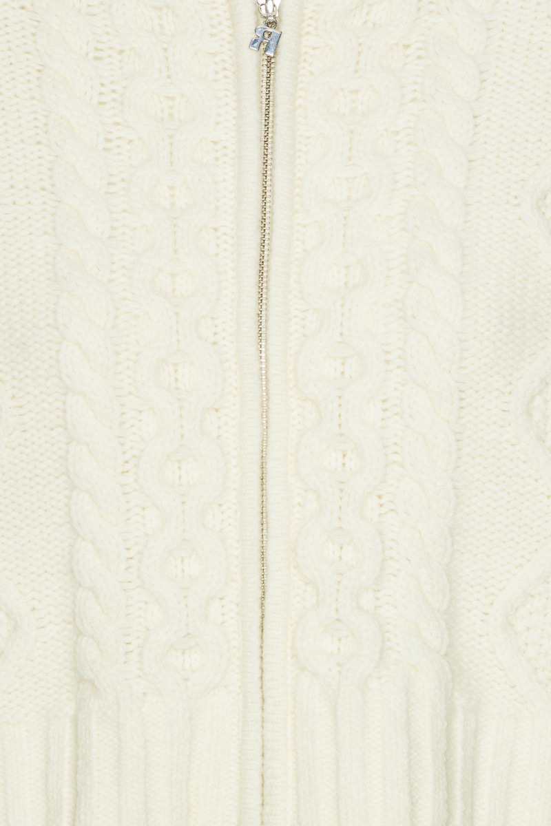Knit Cable Zip Cardigan White - ROTATE Birger Christensen