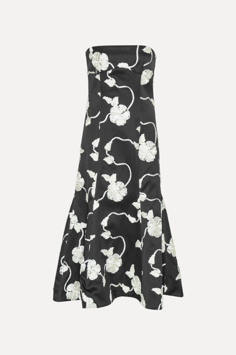 3d Flower Midi Dress Black - ROTATE Birger Christensen