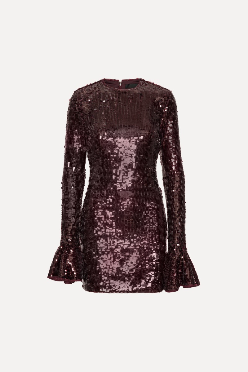 Sequins Ls Mini Dress Burgundy - ROTATE Birger Christensen Sequins Ls Mini Dress Burgundy - ROTATE Birger Christensen