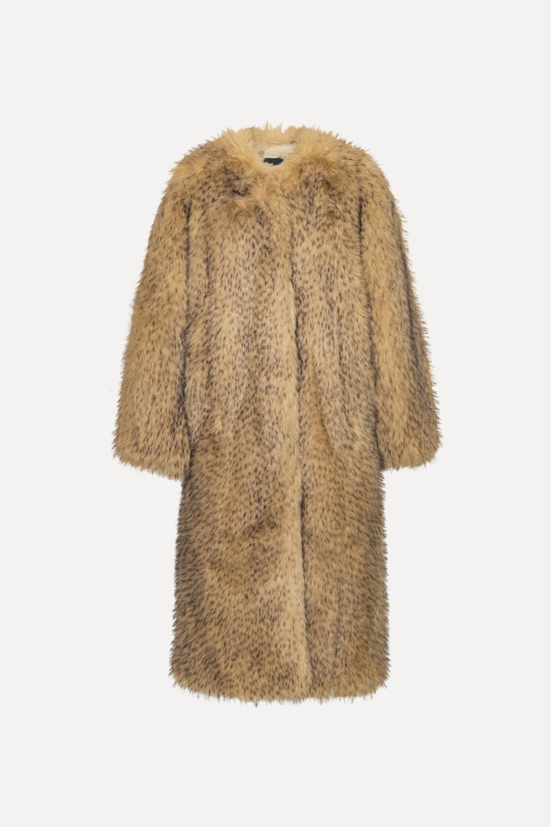 Faux Fur Long Coat Beige - ROTATE Birger Christensen