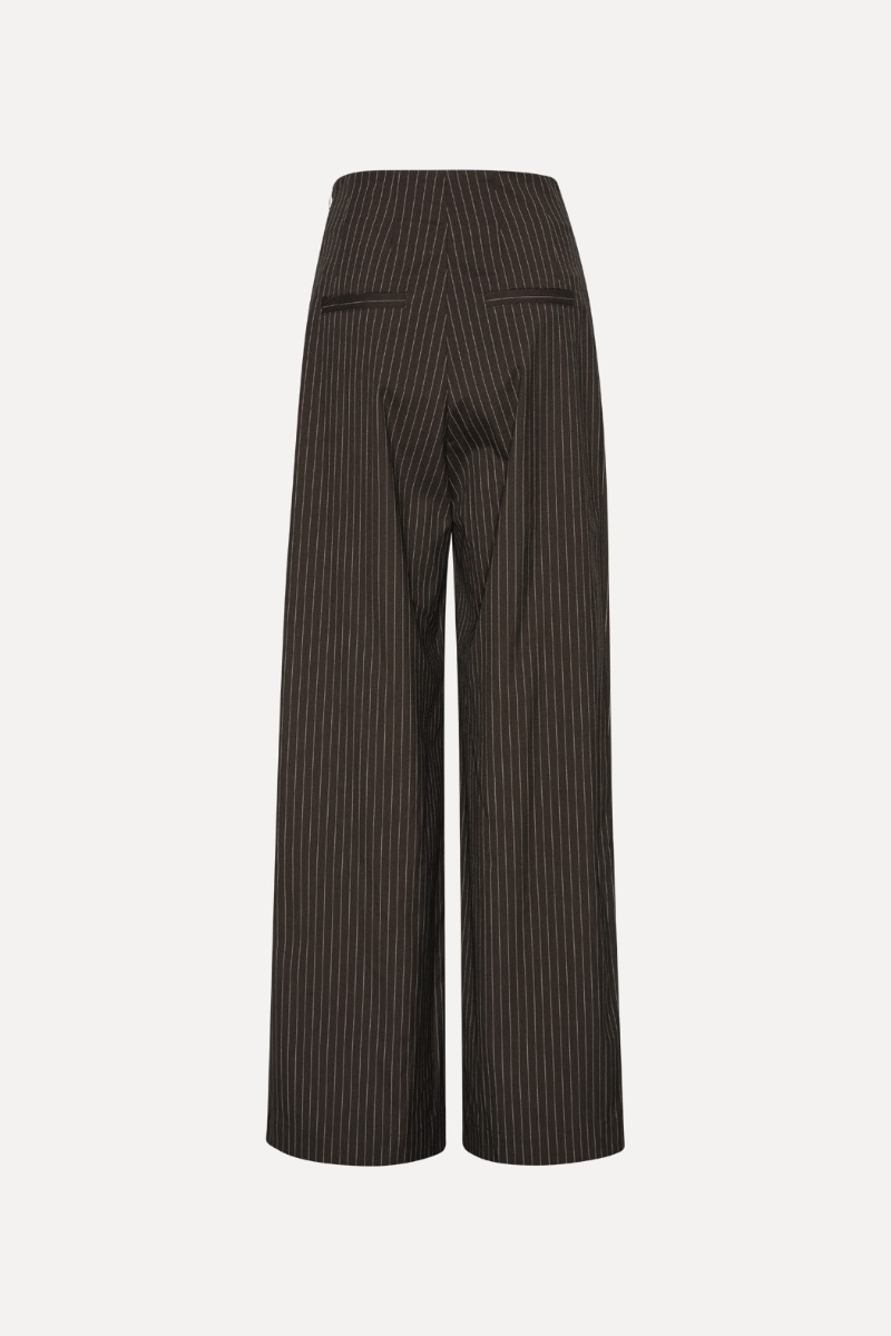 は*ぴ様 断*離様 Archive Striped Wide Slacks 90 Pinstripe Wide Leg Pants Dark Brown - ROTATE Birger Christensen