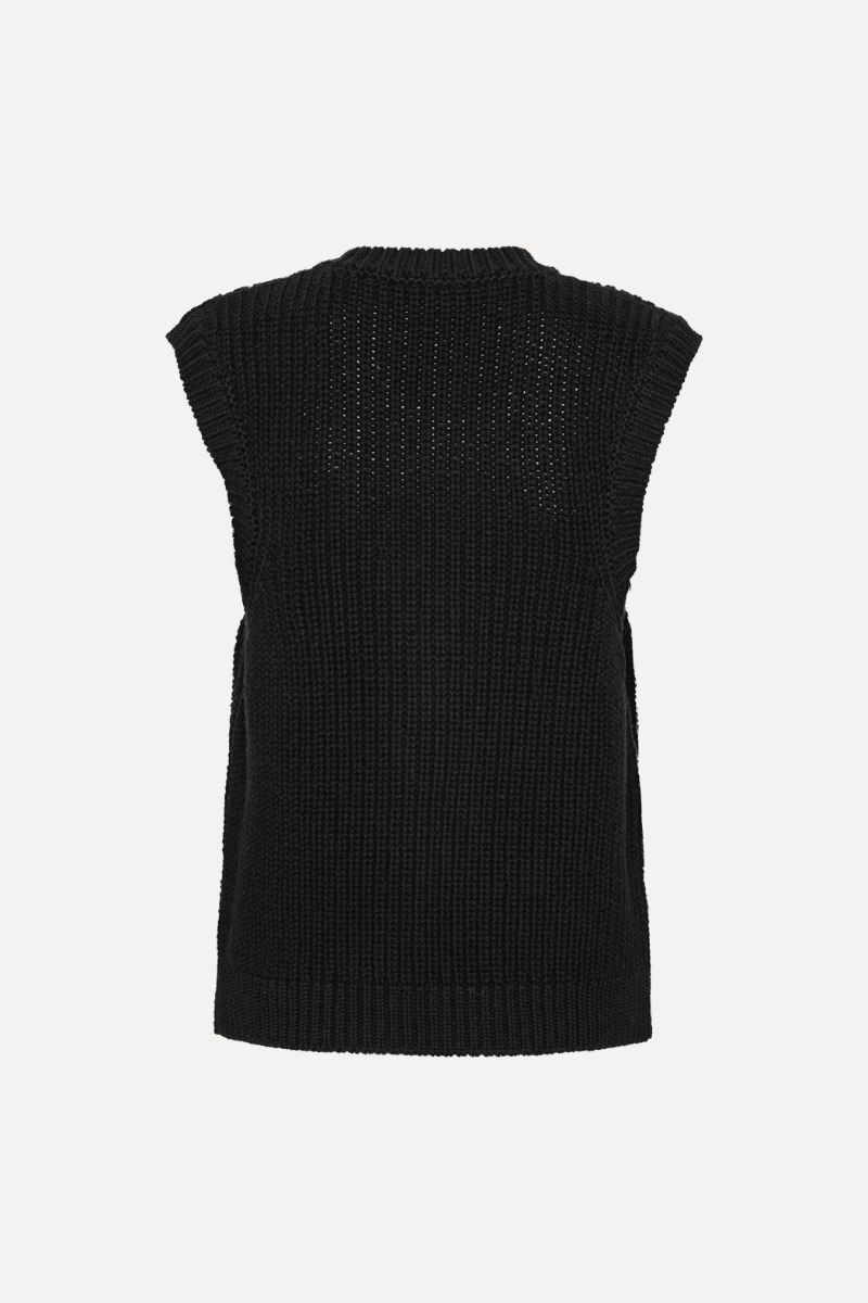 Knit V-neck Vest Black - ROTATE Birger Christensen