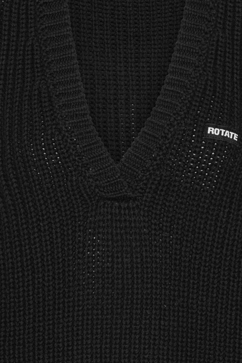 Knit V-neck Vest Black - ROTATE Birger Christensen
