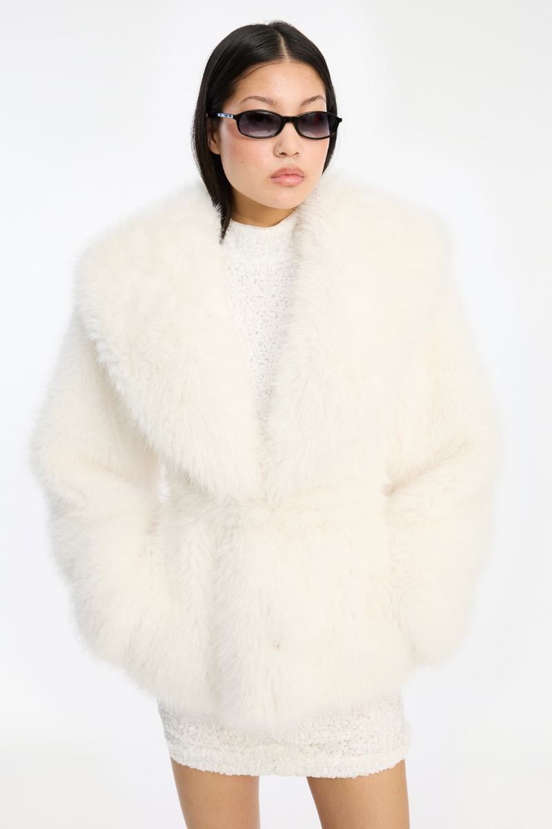 Faux Fur Short Jacket White - ROTATE Birger Christensen