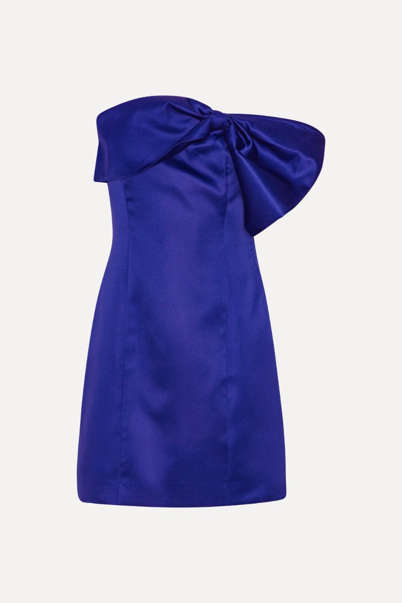 oceania blue satin mini dress self-portrait - Navy Polka Dot Satin Mini Dress