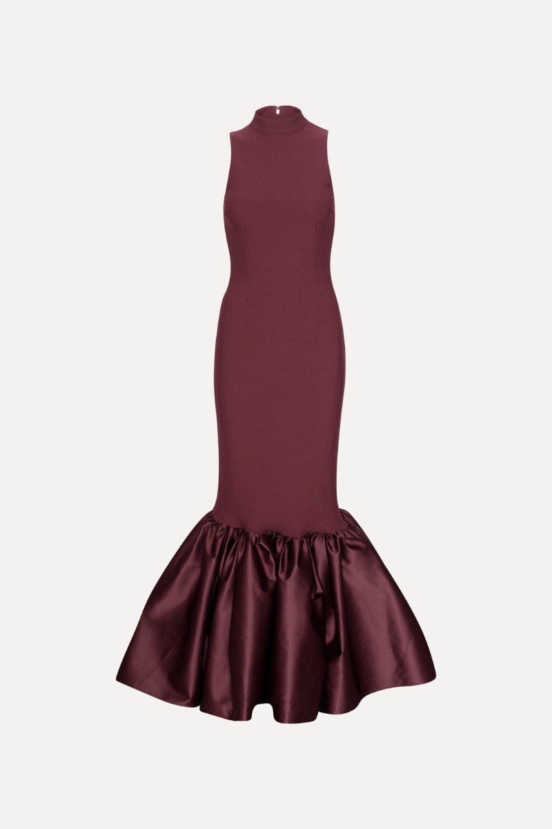 rotate burgundy dress KAMAJA LONG DRESS, BROWN / 38