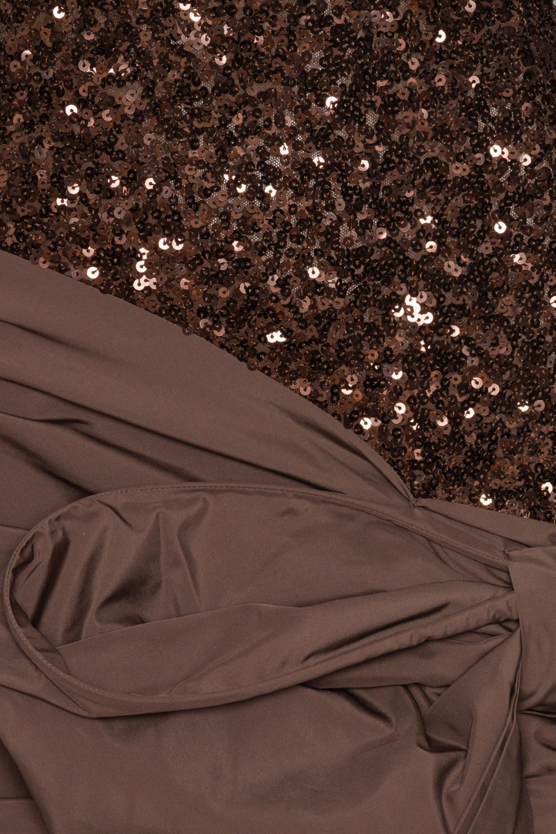 rotate brown sequin dress Sequined midi dress in brown - Rotate