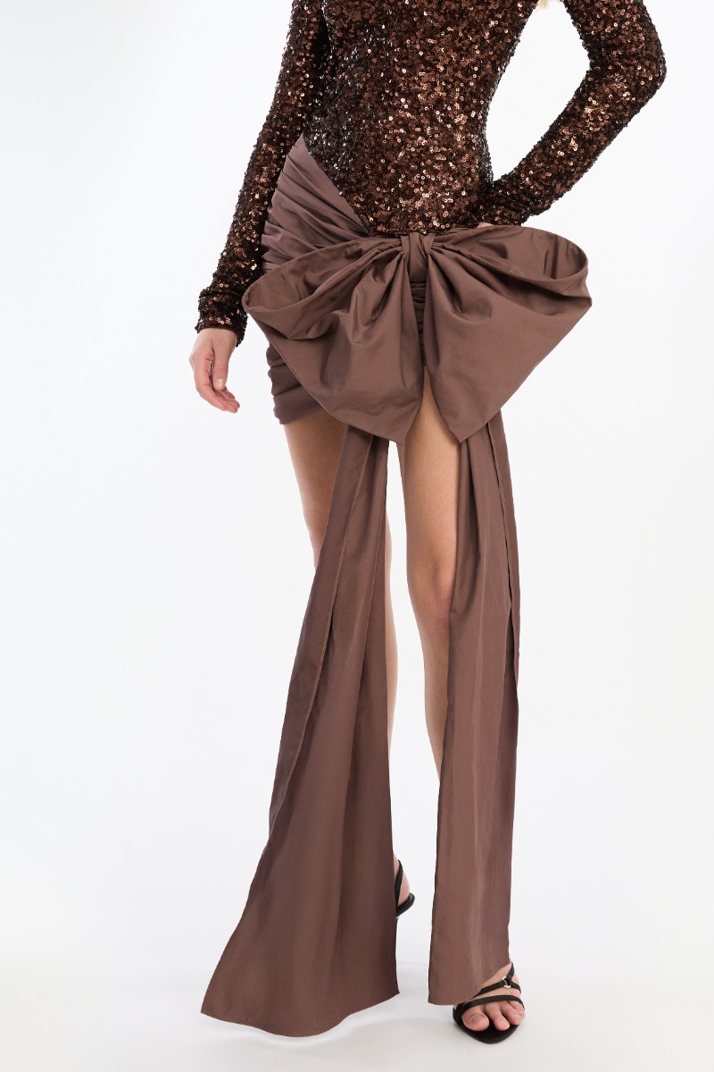 brown sequin dress short Indescribable Shine Brown Sequin Long Sleeve Mini Dress