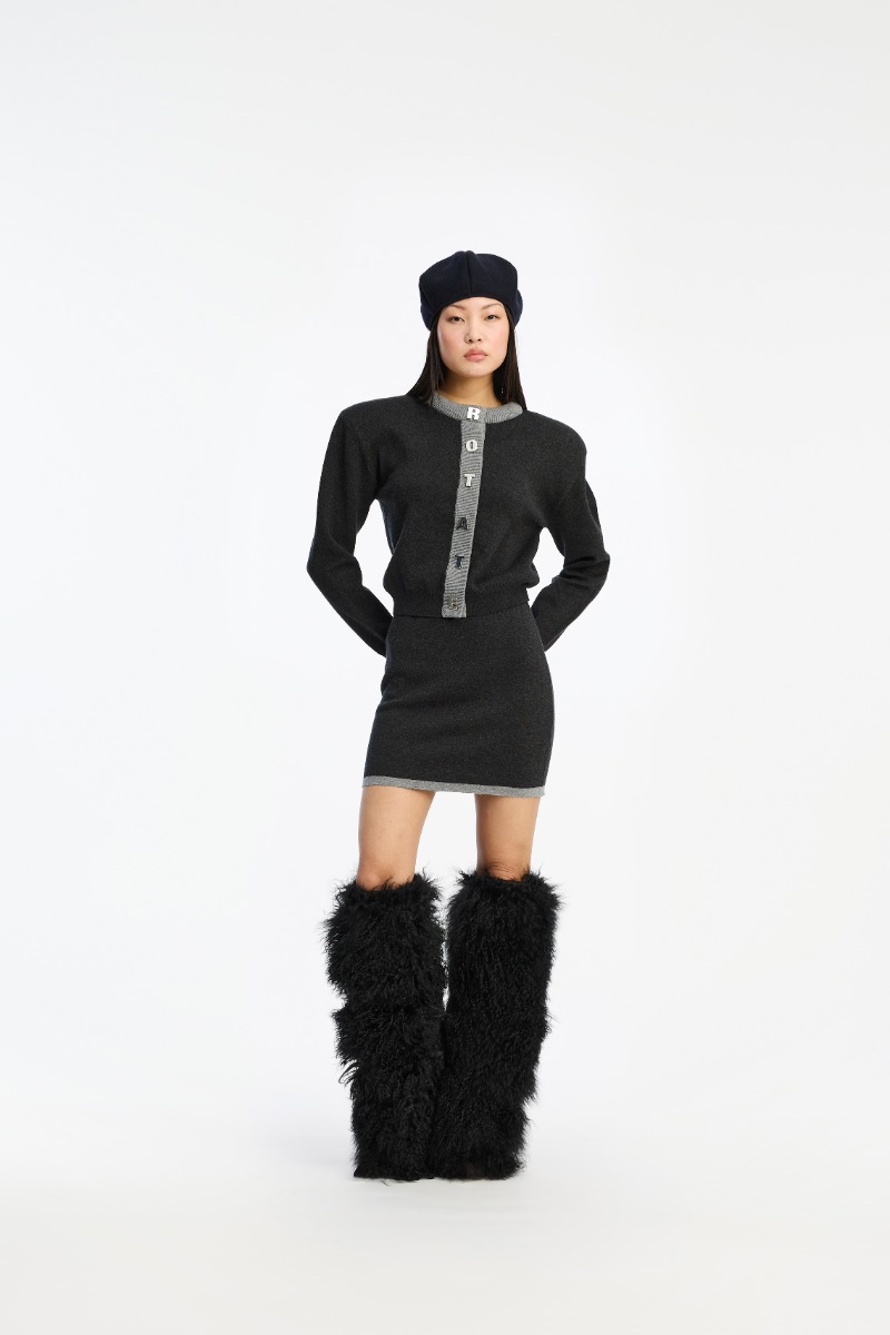 Firm Knit Mini Skirt Dark Grey - ROTATE Birger Christensen