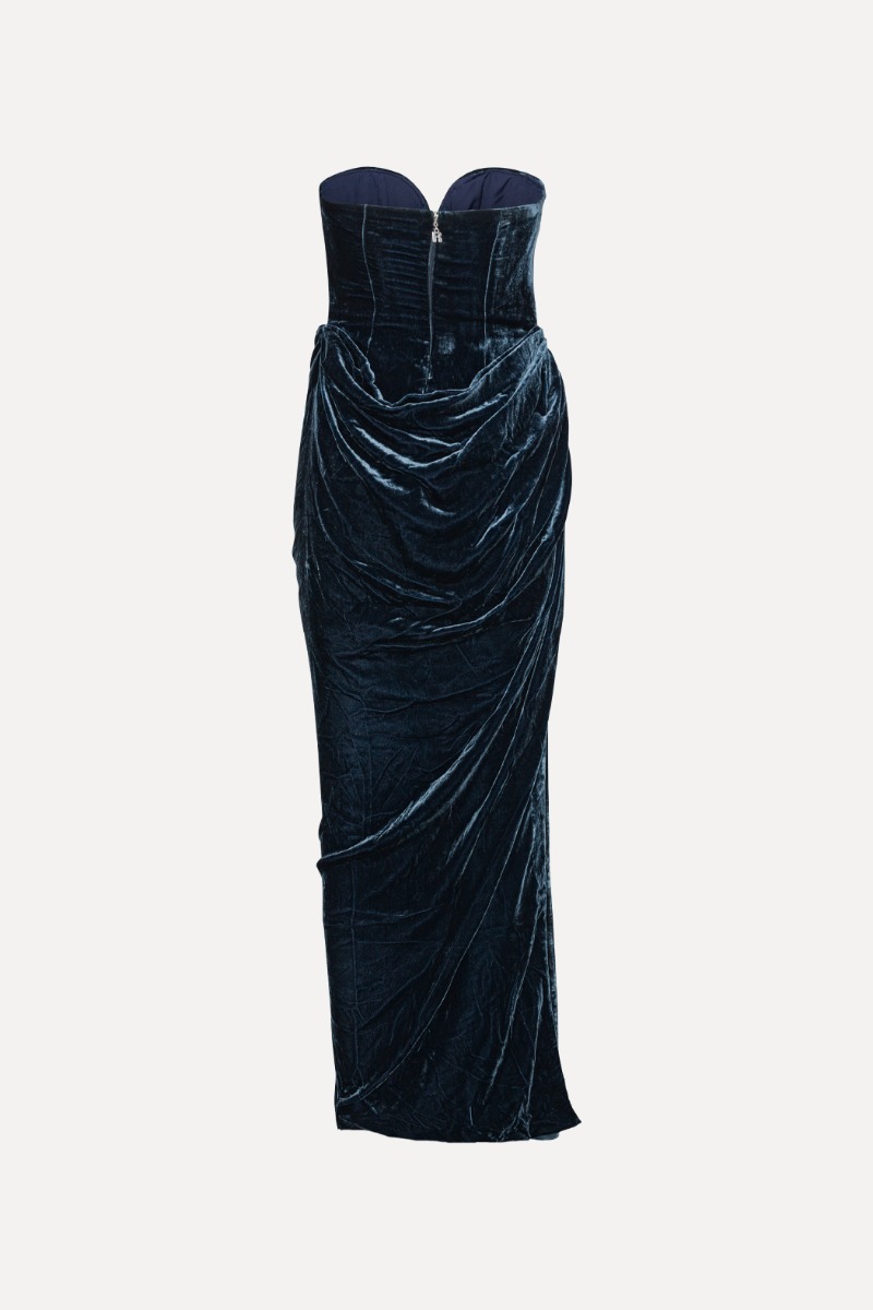 blue and black velvet dress 1930s Navy Crushed Velvet Dress main image 1
