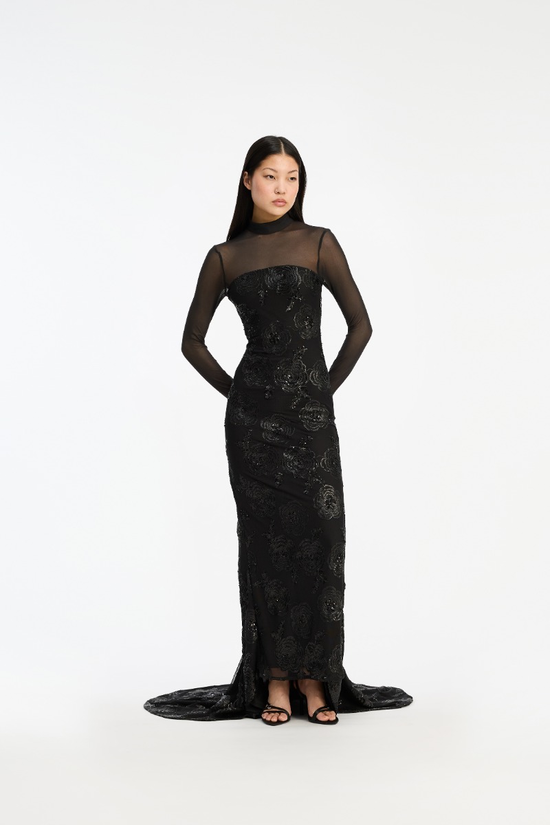 rotate glitter knit maxi dress Sequins Maxi Slip Dress Dark Green