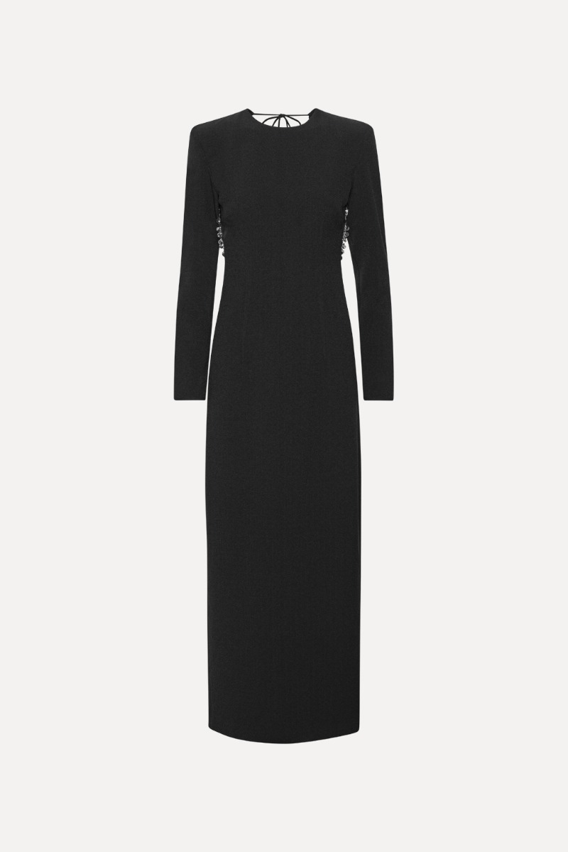 Crepe Open Back Dress Black - ROTATE Birger Christensen