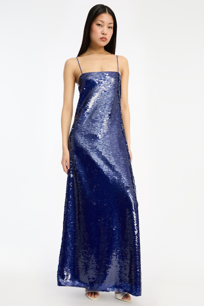 lucy in the sky light blue dress Beaded Long Blue Prom Dress with Strappy Open Back– PromGirl main image 0