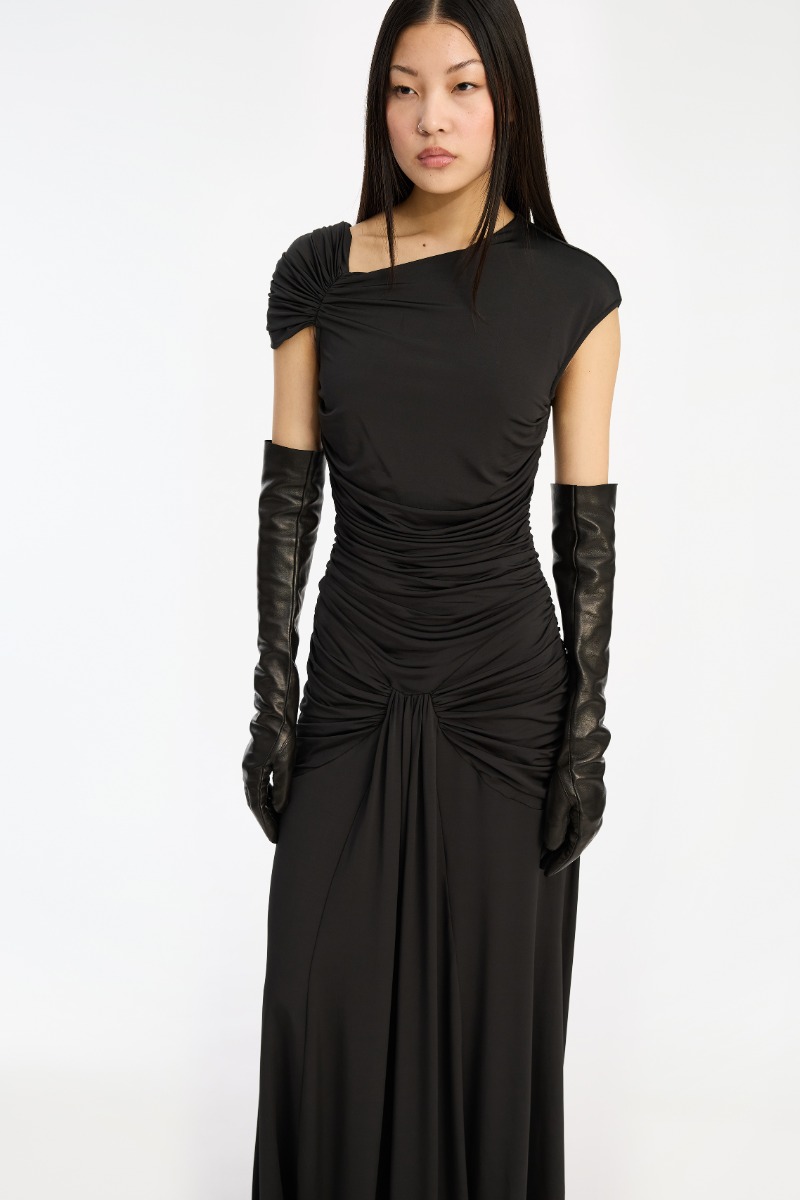 Maxi Asymmetric Dress Black - ROTATE Birger Christensen Maxi Asymmetric Dress Black - ROTATE Birger Christensen
