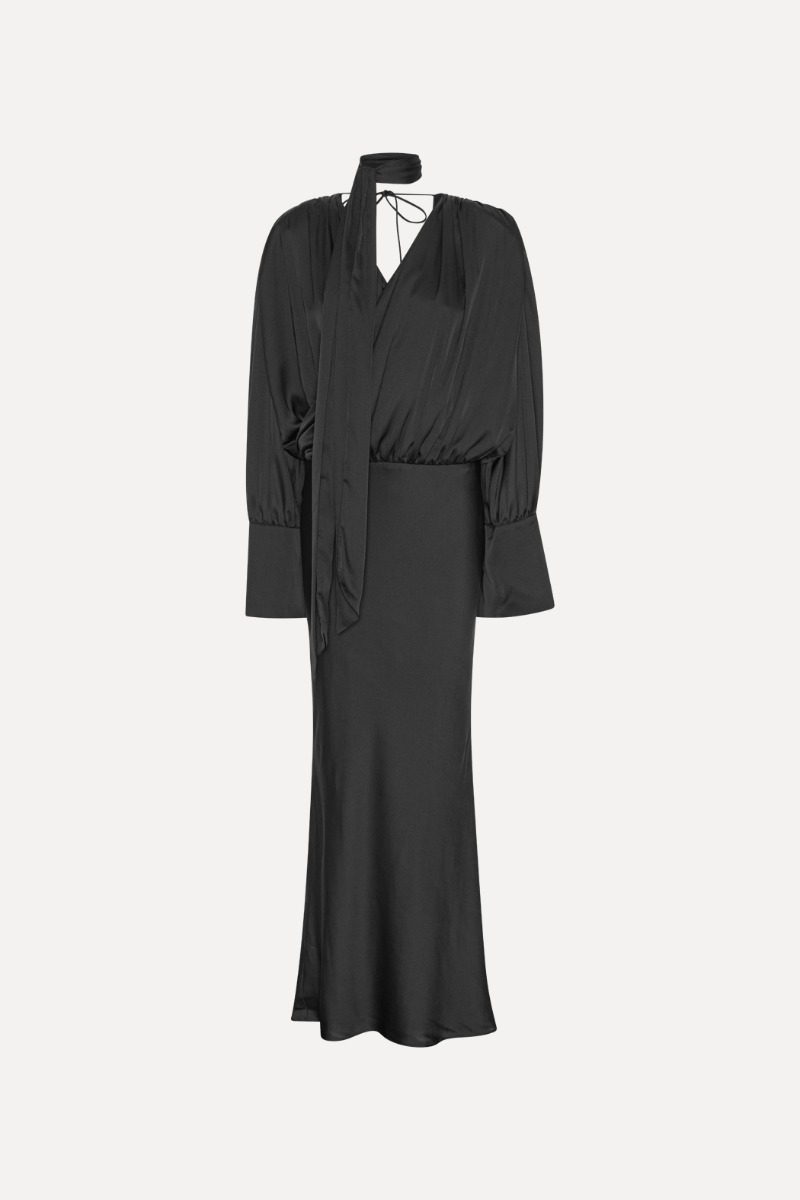rotate chiffon maxi dress Chiffon Ls Maxi Dress Black