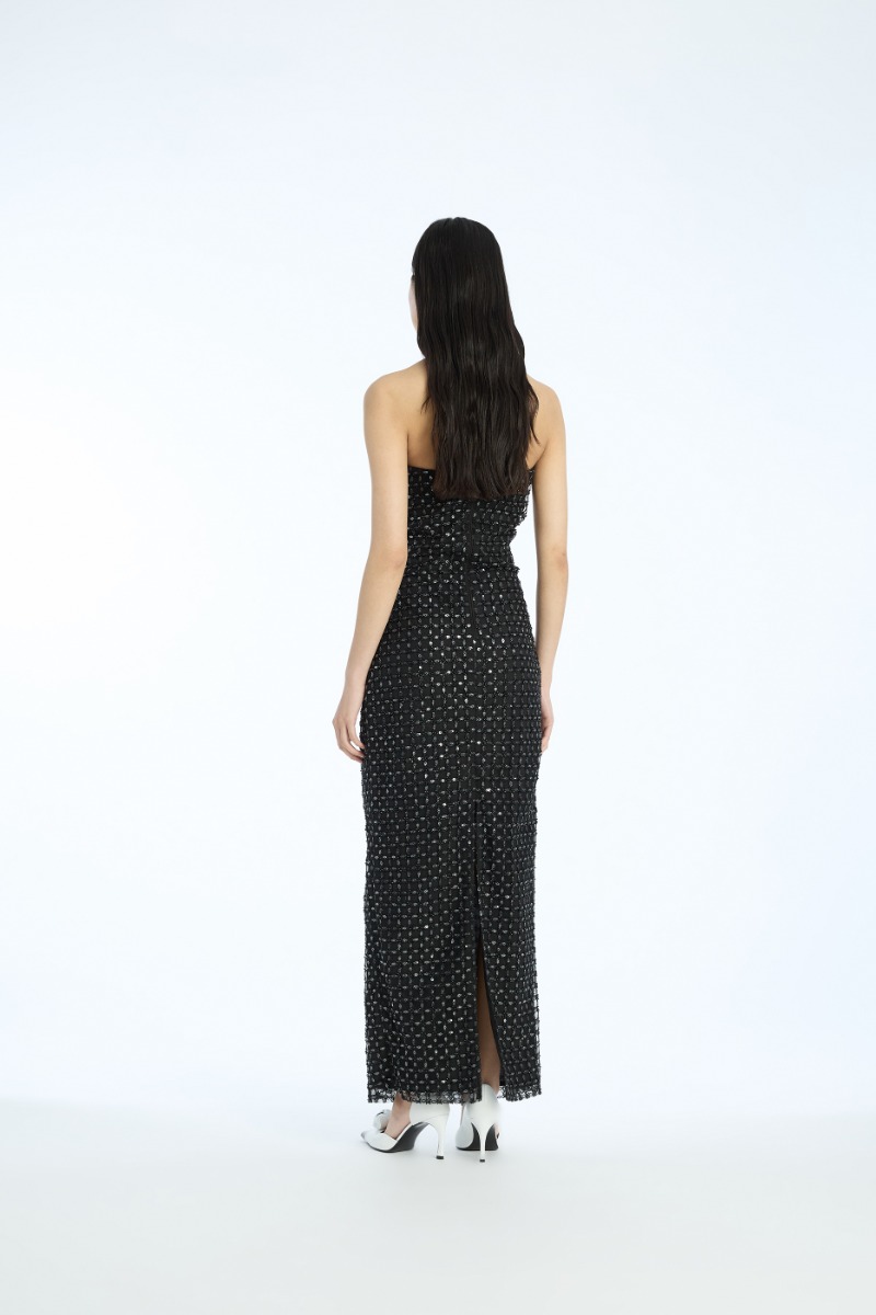 Beaded Maxi Tube Dress Black - ROTATE Birger Christensen Beaded Maxi Tube Dress Black - ROTATE Birger Christensen