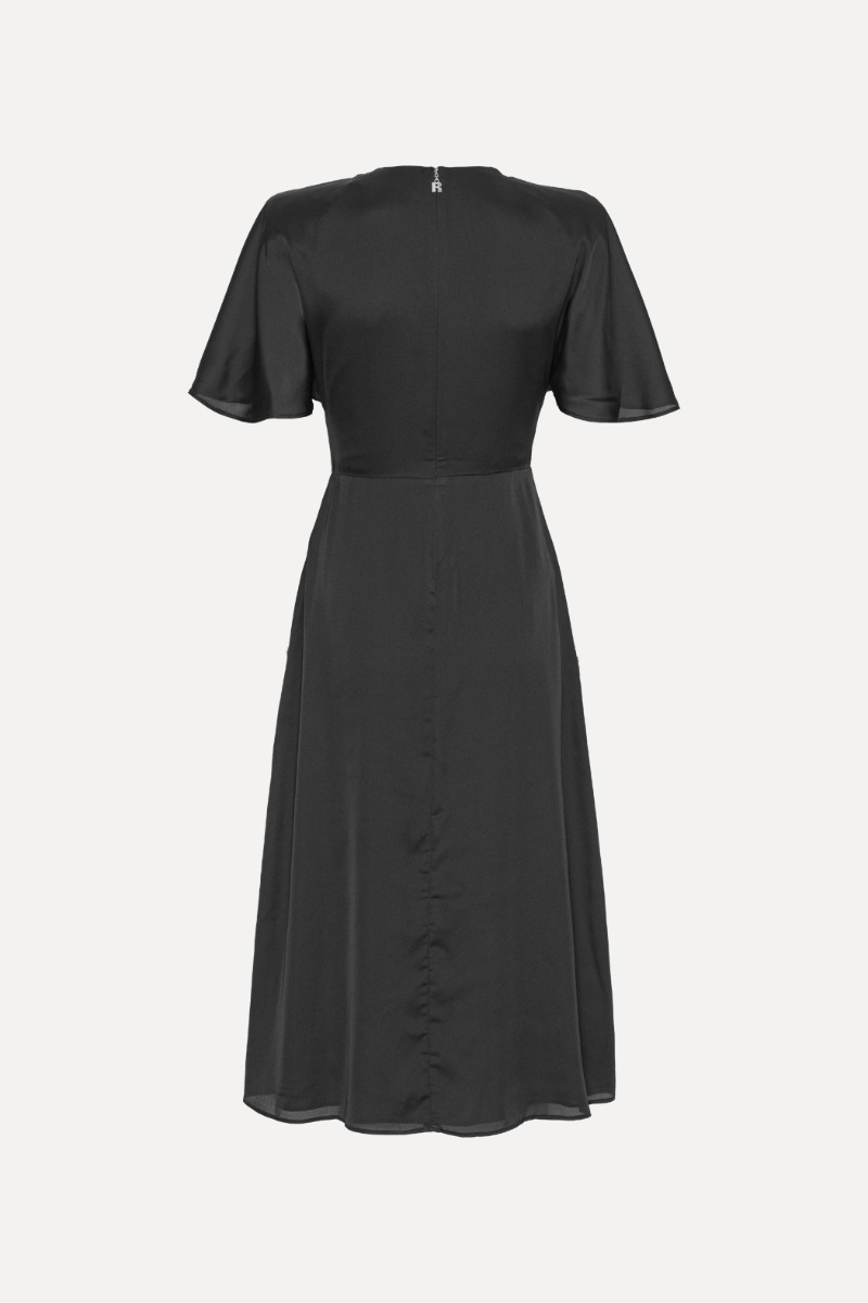 black chiffon midi dress Black Chiffon Tiered Ruffle Midi Dress main image 0