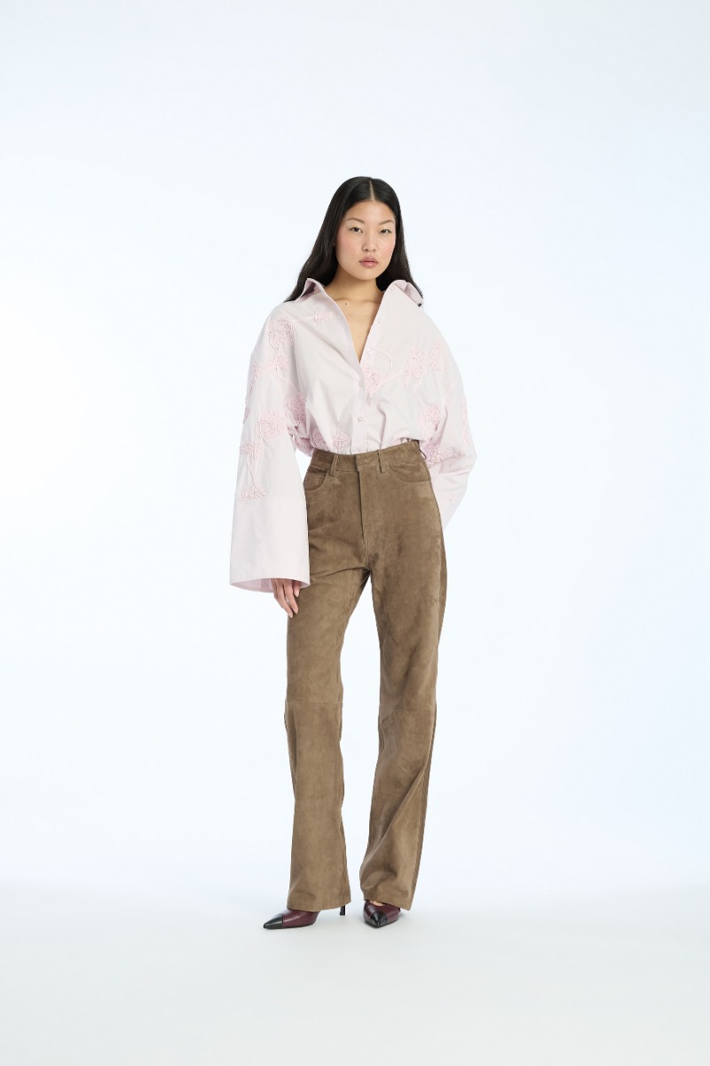 Straight Suede Pants Brown - ROTATE Birger Christensen