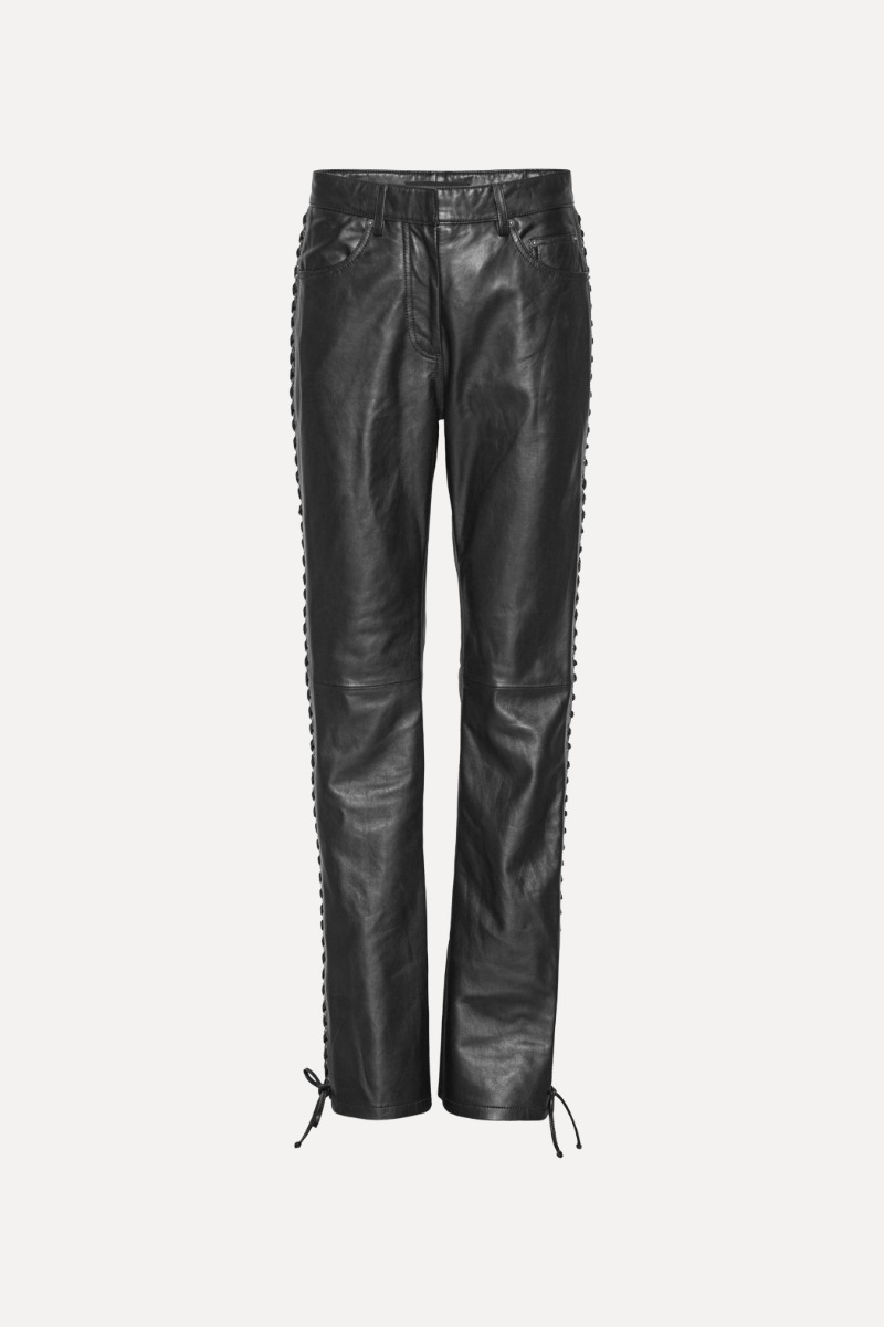 Laced Leather Pants Black - ROTATE Birger Christensen