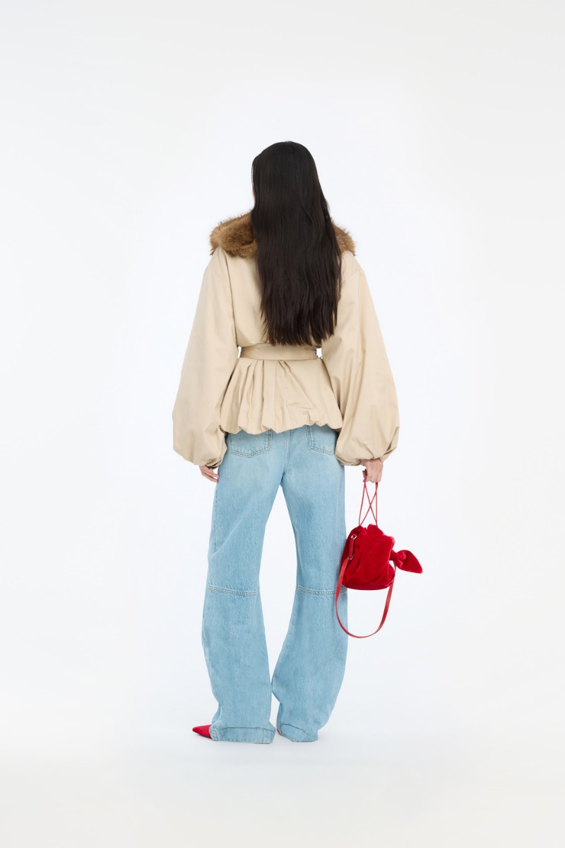 Faux Fur Collar Jacket Beige - ROTATE Birger Christensen