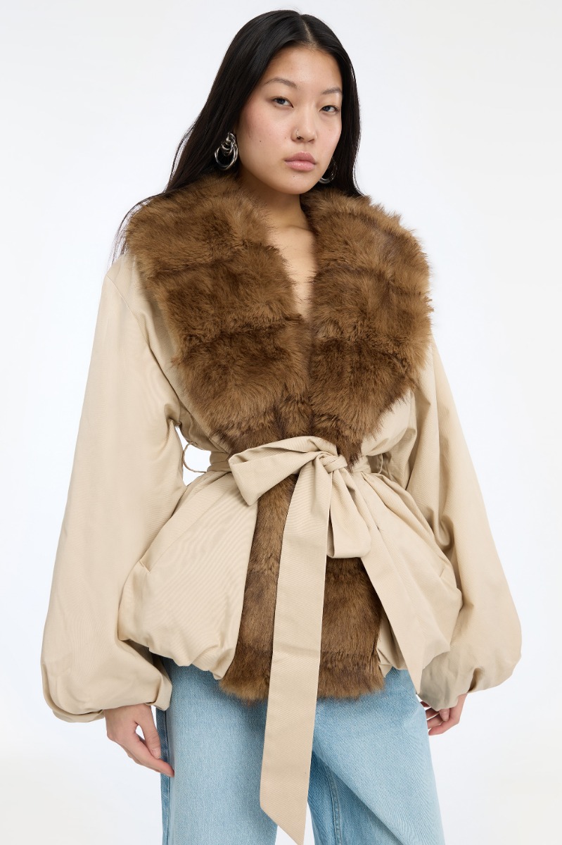 Faux Fur Collar Jacket Beige - ROTATE Birger Christensen