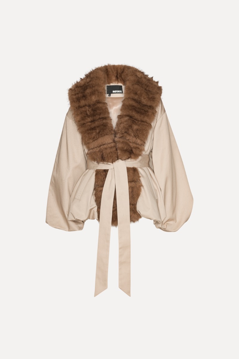Faux Fur Collar Jacket Beige - ROTATE Birger Christensen