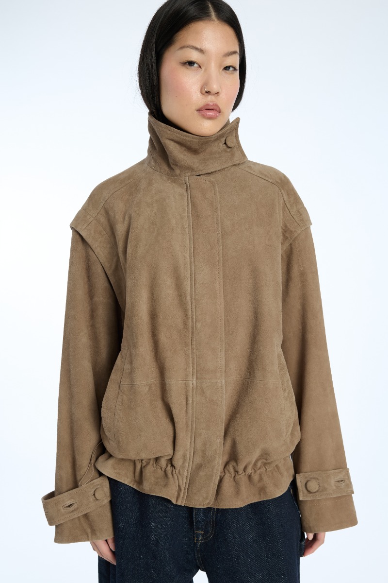 Oversized Leather Jacket Brown - ROTATE Birger Christensen