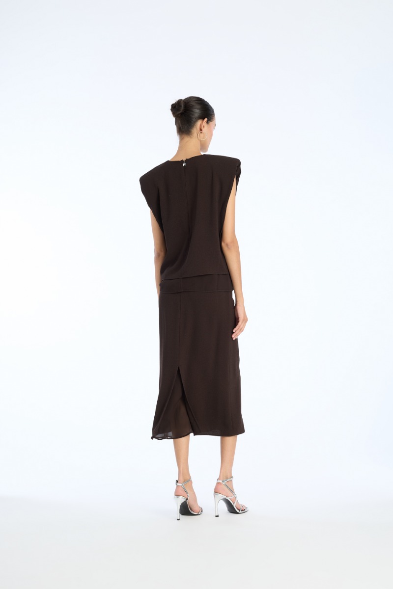 ROTATE トップス Boxy Top With Insert Dark Brown - ROTATE Birger Christensen