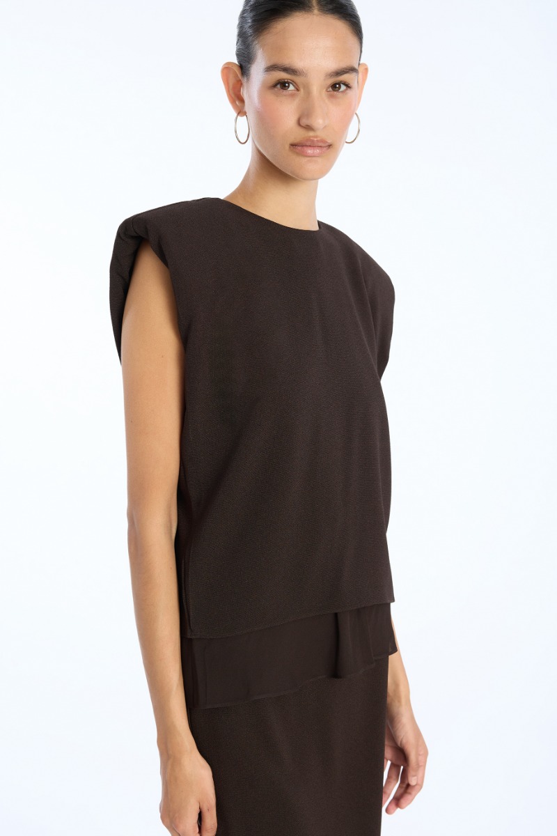 ROTATE トップス Boxy Top With Insert Dark Brown - ROTATE Birger Christensen