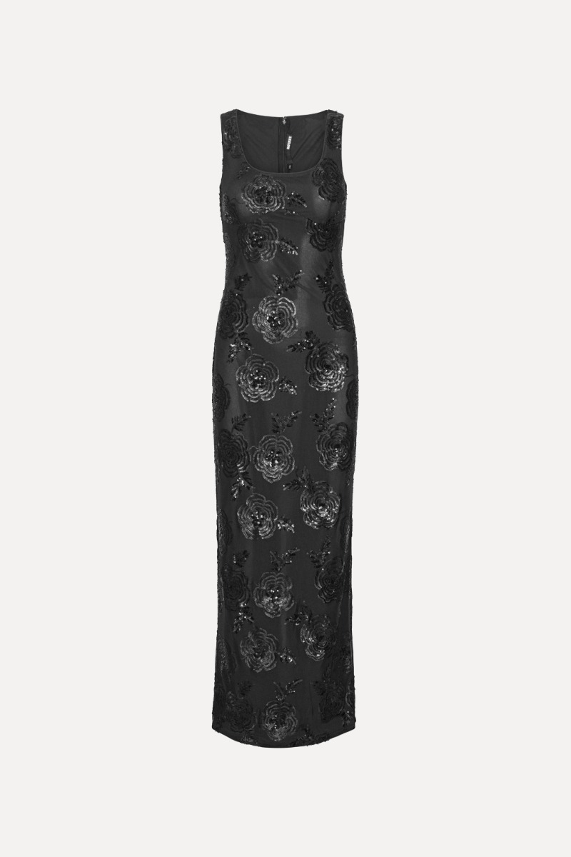 Sequins Fitted Maxi Dress Black - ROTATE Birger Christensen Sequins Fitted Maxi Dress Black - ROTATE Birger Christensen