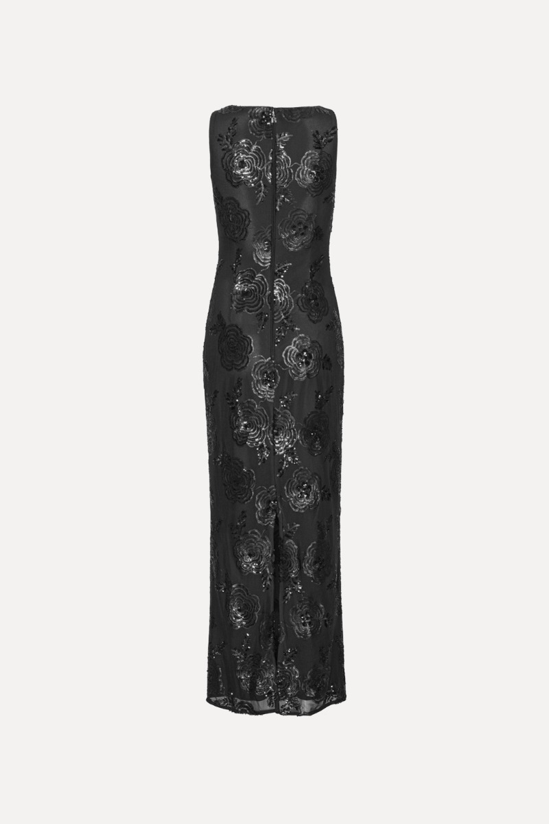 Sequins Fitted Maxi Dress Black - ROTATE Birger Christensen