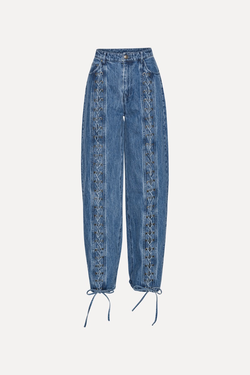 パンツ Share spirit lace up denim pants lgb Denim Laced Leg Pants Blue - ROTATE Birger Christensen