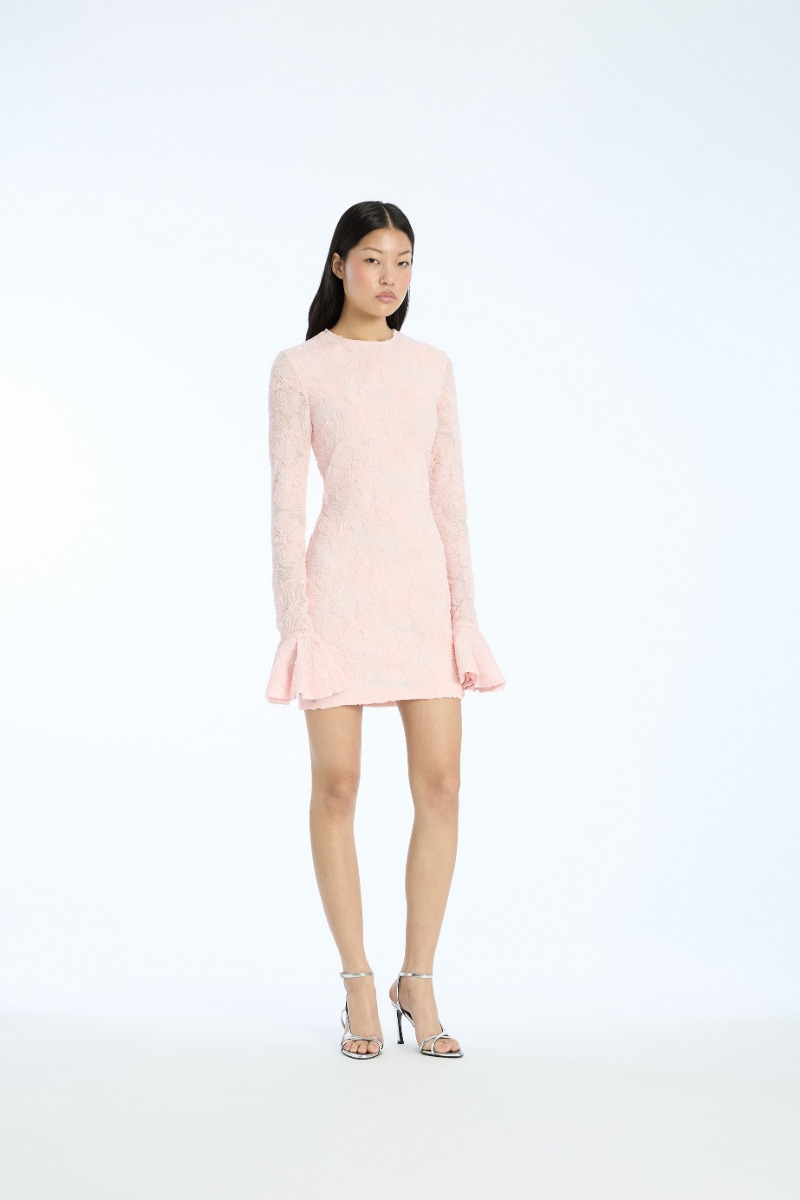 Mesh Frill Mini Dress Light Pink - ROTATE Birger Christensen