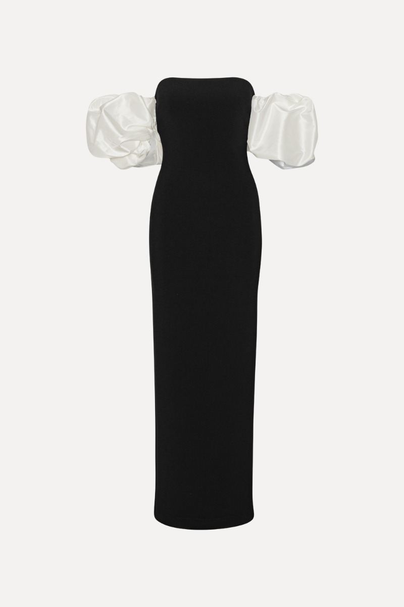 black maxi dress with puff sleeves Love Letters Black Puff-Sleeve Maxi Dress – Club L London main image 1