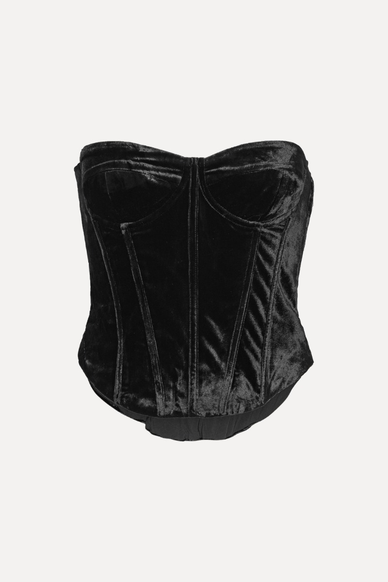 【mmm】Velvet Tunic Bustier Velvet Bustier Top Black - ROTATE Birger Christensen
