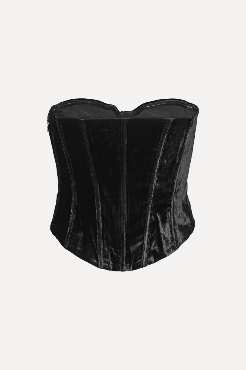 【mmm】Velvet Tunic Bustier Velvet Bustier Top Black - ROTATE Birger Christensen