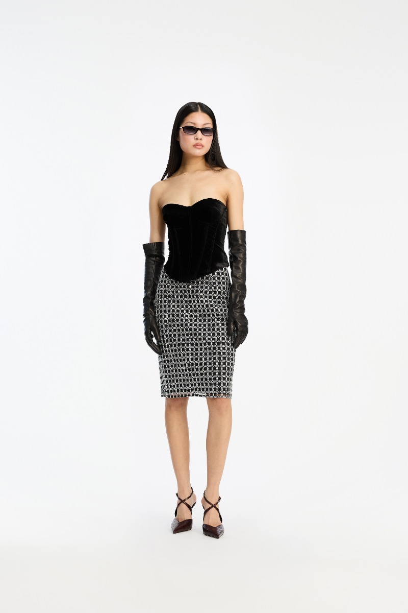 Velvet Bustier Top Black - ROTATE Birger Christensen Velvet Bustier Top Black - ROTATE Birger Christensen