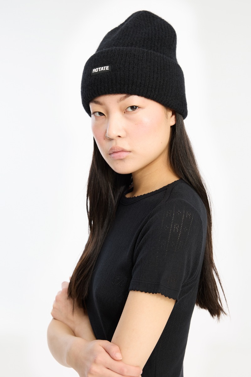 Rib Knit Beanie Black - ROTATE Birger Christensen