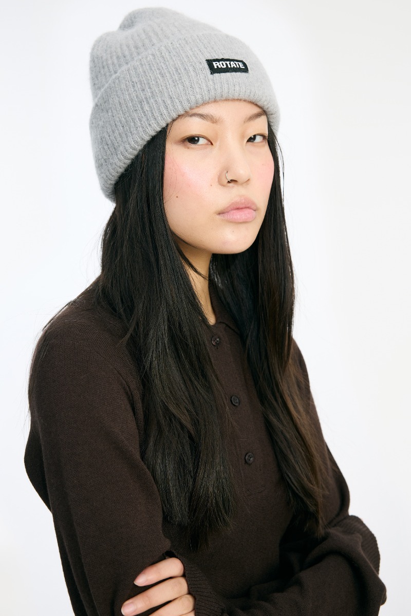 Rib Knit Beanie Light Grey - ROTATE Birger Christensen