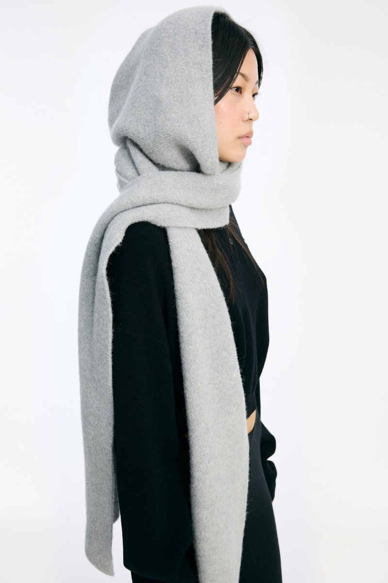 Knit Hood Scarf Light Grey - ROTATE Birger Christensen