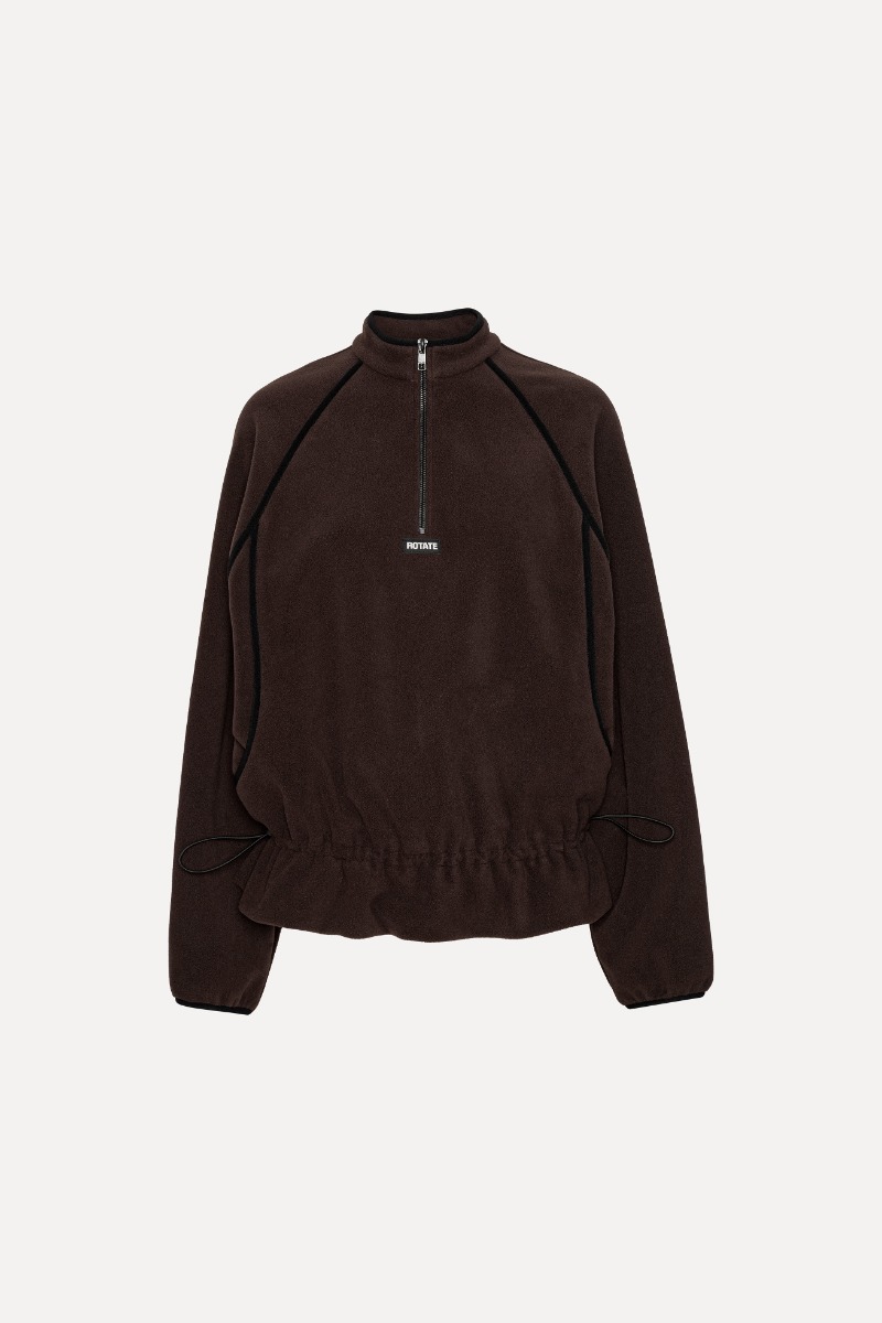 Fleece Half Zip Jacket Dark Brown - ROTATE Birger Christensen