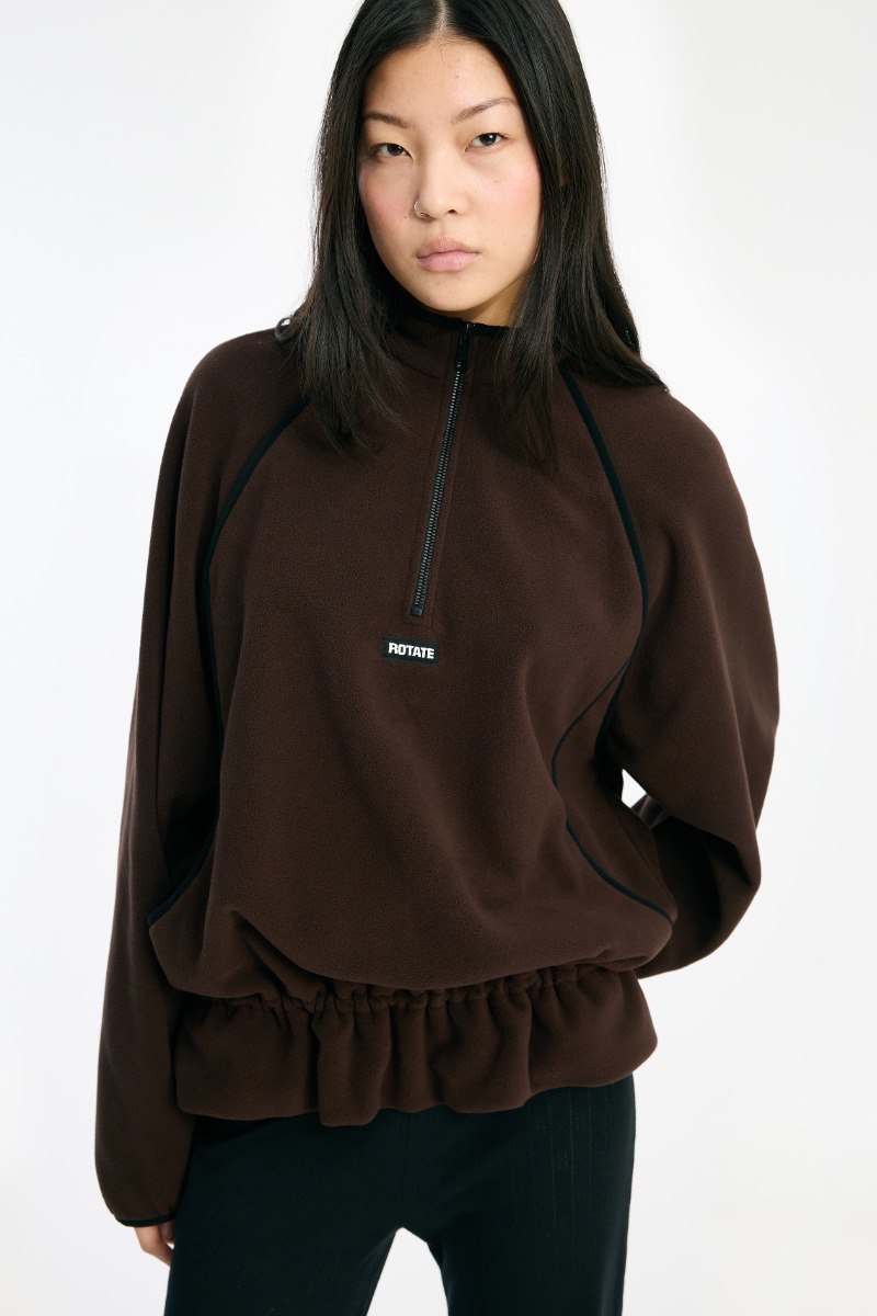 Fleece Half Zip Jacket Dark Brown - ROTATE Birger Christensen