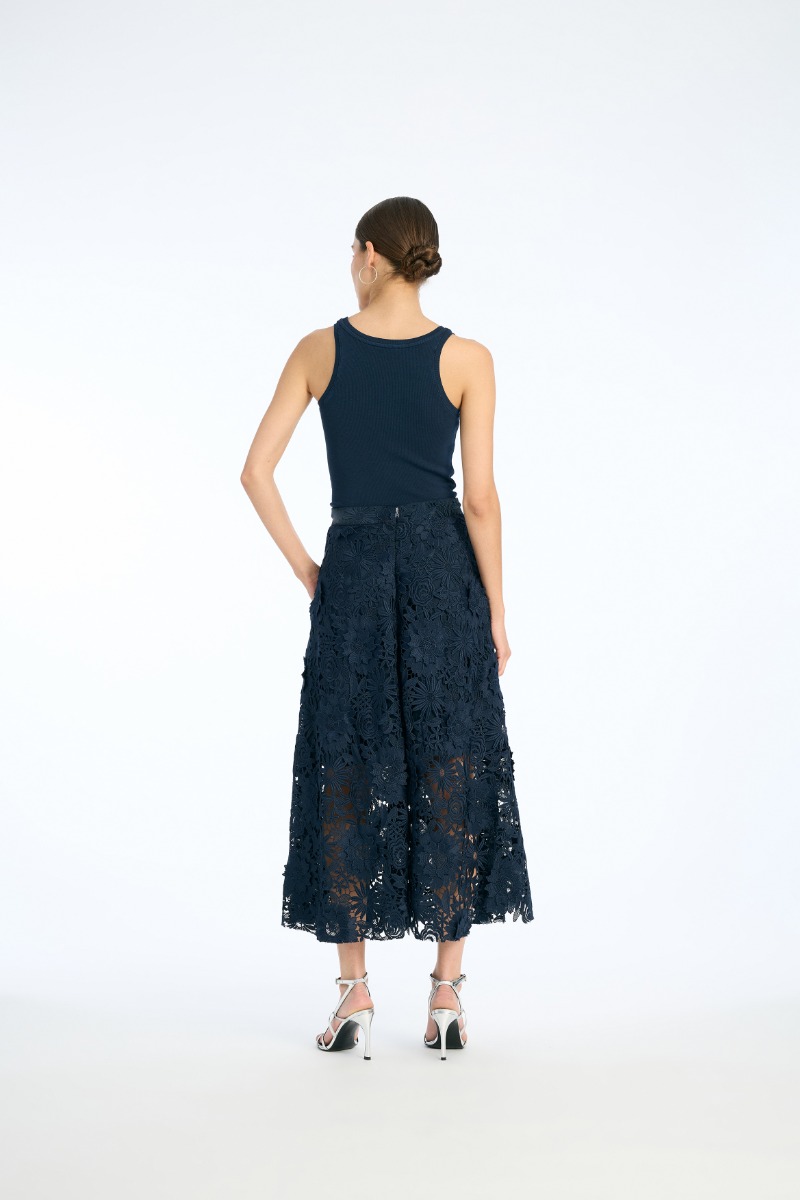 3d Lace Midi Skirt Dark Blue - ROTATE Birger Christensen